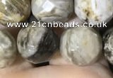 CSL95 15.5 inches 12mm faceted round sliver leaf jasper beads