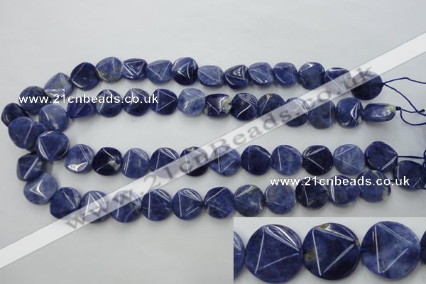 CSO03 15.5 inches 15mm faceted coin A grade sodalite beads