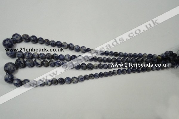 CSO310 15.5 inches 6mm – 14mm faceted round blue spot stone beads