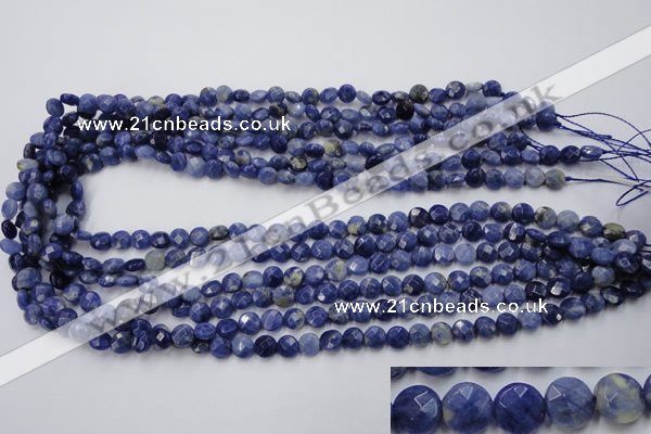 CSO35 15.5 inches 6mm faceted coin sodalite gemstone beads