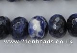 CSO356 15.5 inches 12*16mm faceted rondelle natural sodalite beads