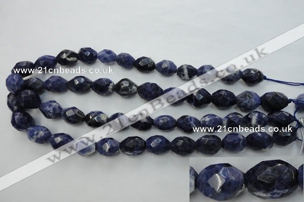 CSO368 15.5 inches 12*16mm faceted nuggets natural sodalite beads