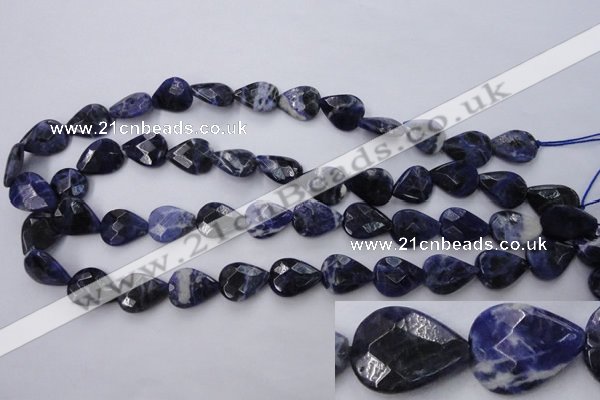 CSO385 15.5 inches 13*17mm faceted flat teardrop natural sodalite beads