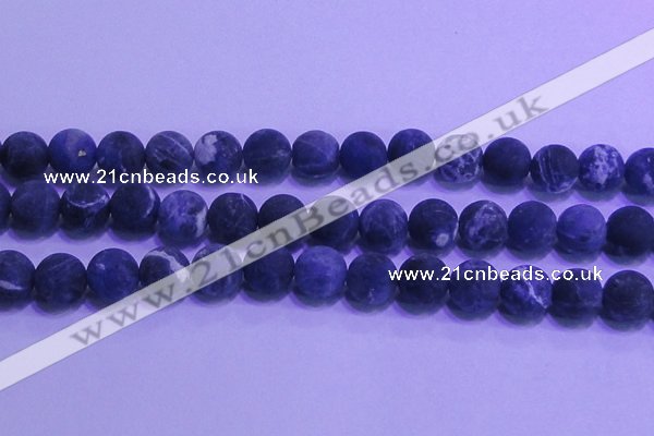 CSO458 15.5 inches 14mm round matte sodalite gemstone beads