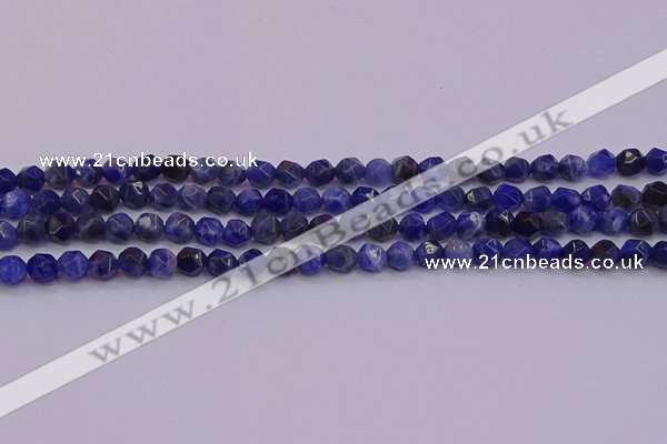 CSO551 15.5 inches 6mm faceted nuggets sodalite gemstone beads