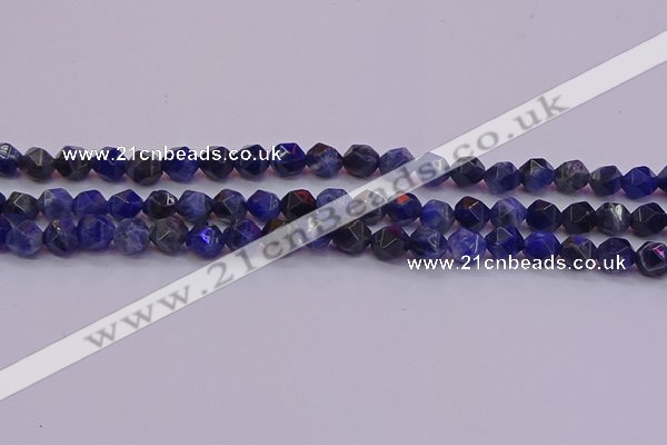 CSO552 15.5 inches 8mm faceted nuggets sodalite gemstone beads