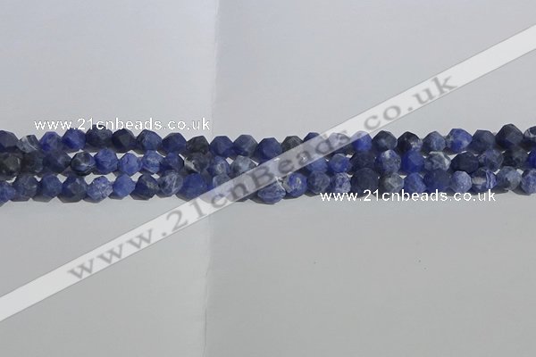 CSO565 15.5 inches 6mm faceted nuggets matte sodalite beads