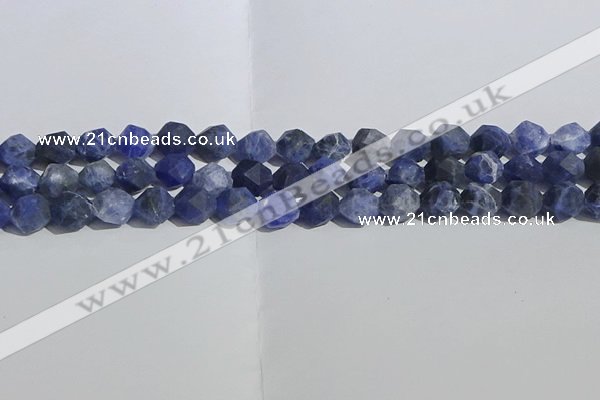 CSO567 15.5 inches 10mm faceted nuggets matte sodalite beads