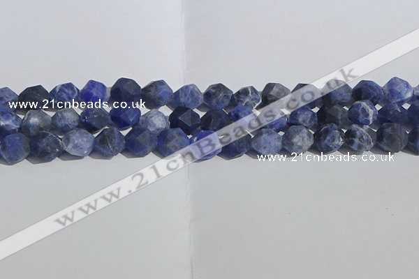 CSO568 15.5 inches 12mm faceted nuggets matte sodalite beads