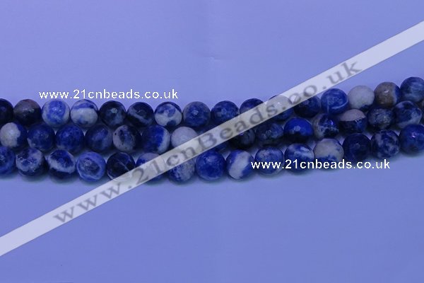 CSO624 15.5 inches 12mm faceted round AB grade sodalite beads