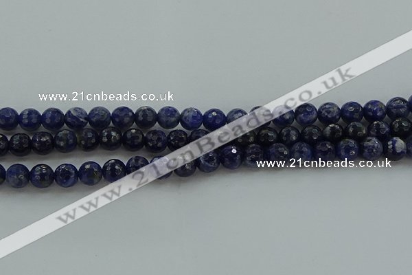 CSO643 15.5 inches 8mm faceted round sodalite gemstone beads