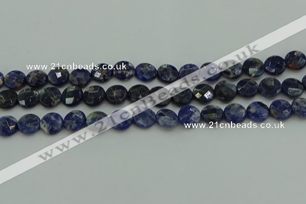 CSO706 15.5 inches 12mm faceted coin sodalite gemstone beads