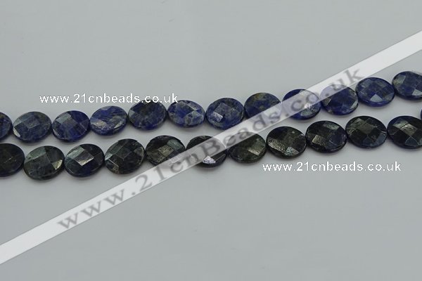 CSO708 15.5 inches 16mm faceted coin sodalite gemstone beads