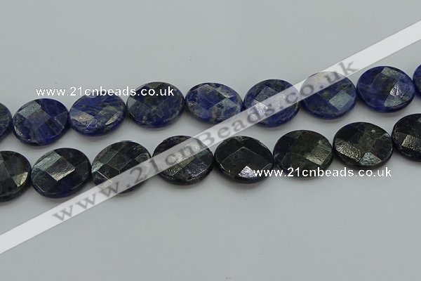 CSO711 15.5 inches 25mm faceted coin sodalite gemstone beads