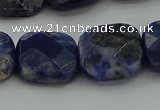 CSO727 15.5 inches 14*14mm faceted square sodalite gemstone beads