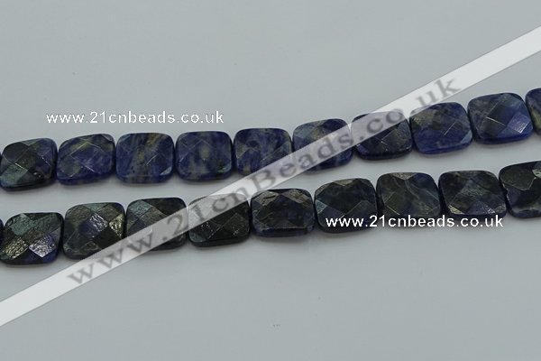 CSO728 15.5 inches 16*16mm faceted square sodalite gemstone beads