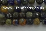 CSO751 15.5 inches 6mm faceted round orange sodalite beads