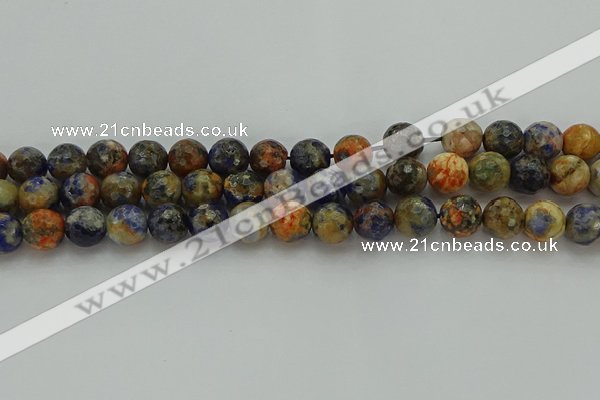 CSO753 15.5 inches 10mm faceted round orange sodalite beads