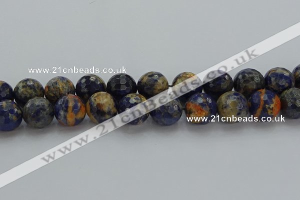 CSO757 15.5 inches 18mm faceted round orange sodalite beads