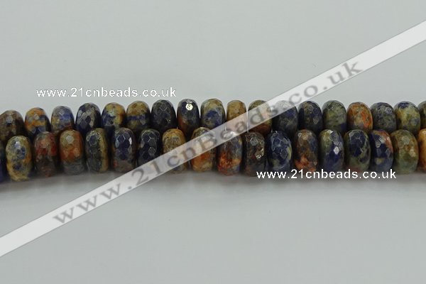 CSO767 15.5 inches 10*18mm faceted rondelle orange sodalite beads