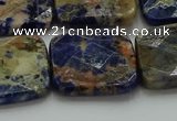 CSO785 15.5 inches 25*25mm faceted square orange sodalite beads