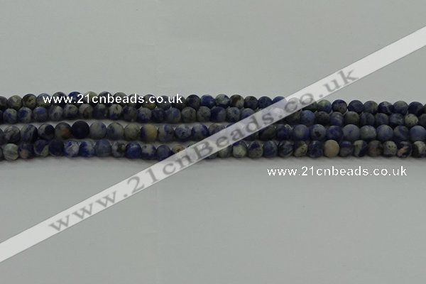 CSO800 15.5 inches 4mm round matte orange sodalite gemstone beads