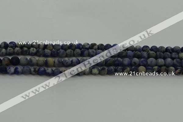 CSO801 15.5 inches 6mm round matte orange sodalite gemstone beads