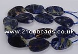 CSO821 15.5 inches 30*50mm - 32*52mm flat teardrop orange sodalite beads