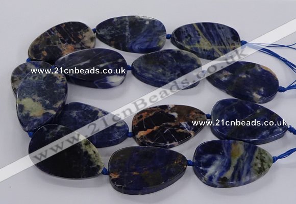 CSO821 15.5 inches 30*50mm - 32*52mm flat teardrop orange sodalite beads