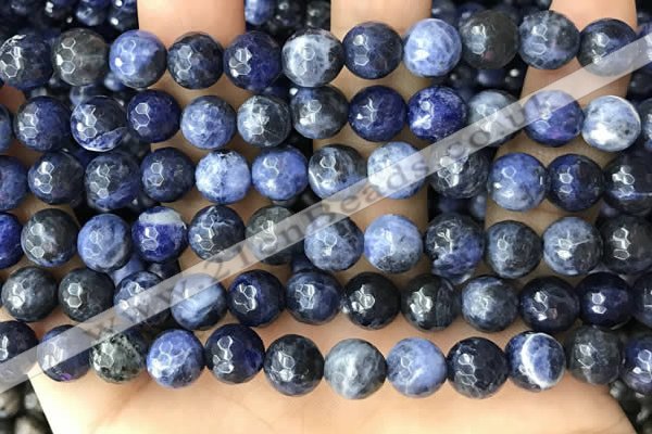 CSO847 15 inches 8mm faceted round sodalite beads wholesale