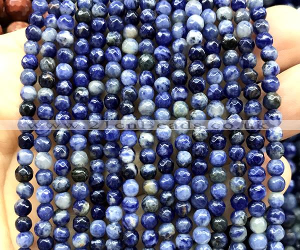 CSO939 15 inches 4mm faceted round sodalite beads wholesale