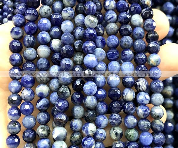 CSO940 15 inches 6mm faceted round sodalite beads wholesale