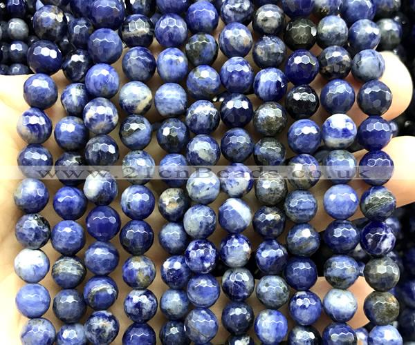 CSO941 15 inches 8mm faceted round sodalite beads wholesale