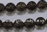 CSQ105 15.5 inches 14mm faceted round grade AA natural smoky quartz beads