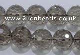 CSQ106 15.5 inches 16mm faceted round grade AA natural smoky quartz beads