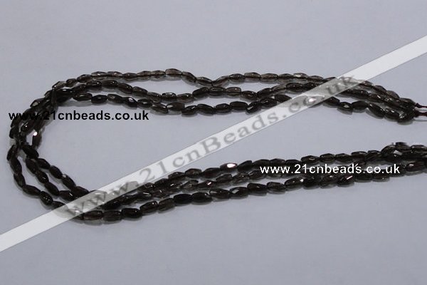 CSQ112 4*7mm faceted rice grade AA natural smoky quartz beads