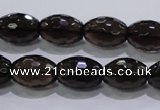 CSQ113 12*16mm faceted rice grade AA natural smoky quartz beads