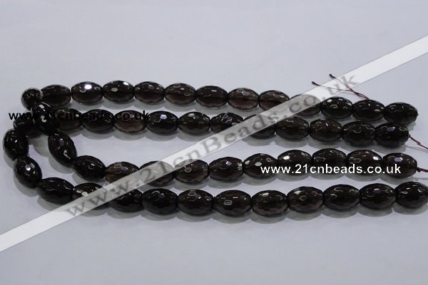 CSQ113 12*16mm faceted rice grade AA natural smoky quartz beads