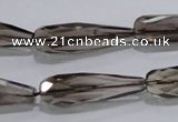 CSQ115 10*30mm faceted teardrop grade AA natural smoky quartz beads