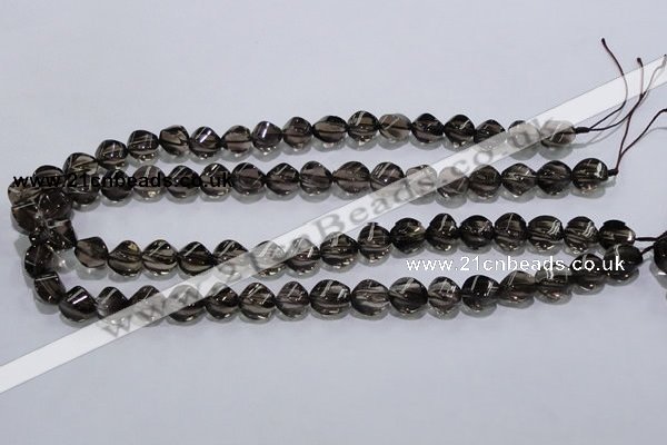 CSQ116 9*12mm twisted rice grade AA natural smoky quartz beads