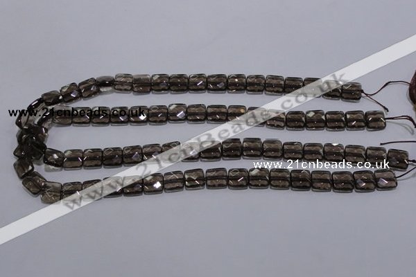 CSQ120 10*10mm facetad square grade AA natural smoky quartz beads