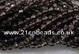 CSQ129 15.5 inches 4mm faceted round grade AA natural smoky quartz beads