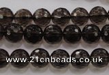 CSQ131 15.5 inches 10mm faceted round grade AA natural smoky quartz beads