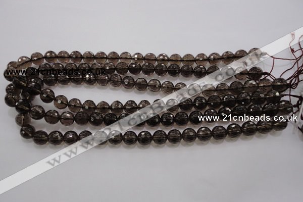 CSQ131 15.5 inches 10mm faceted round grade AA natural smoky quartz beads