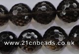 CSQ133 15.5 inches 18mm faceted round grade AA natural smoky quartz beads