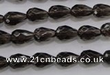 CSQ135 8*12mm faceted teardrop grade AA natural smoky quartz beads