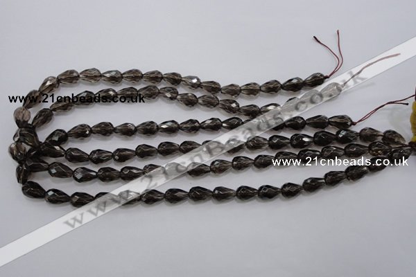 CSQ135 8*12mm faceted teardrop grade AA natural smoky quartz beads