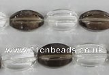 CSQ150 15.5 inches 12*18mm rice white crystal & smoky quartz beads