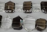 CSQ158 10-14mm*14-20mm nuggets white crystal & smoky quartz beads