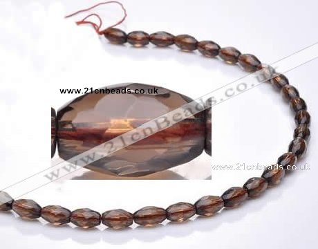 CSQ21 8*13mm faceted rice natural smoky quartz beads wholesale